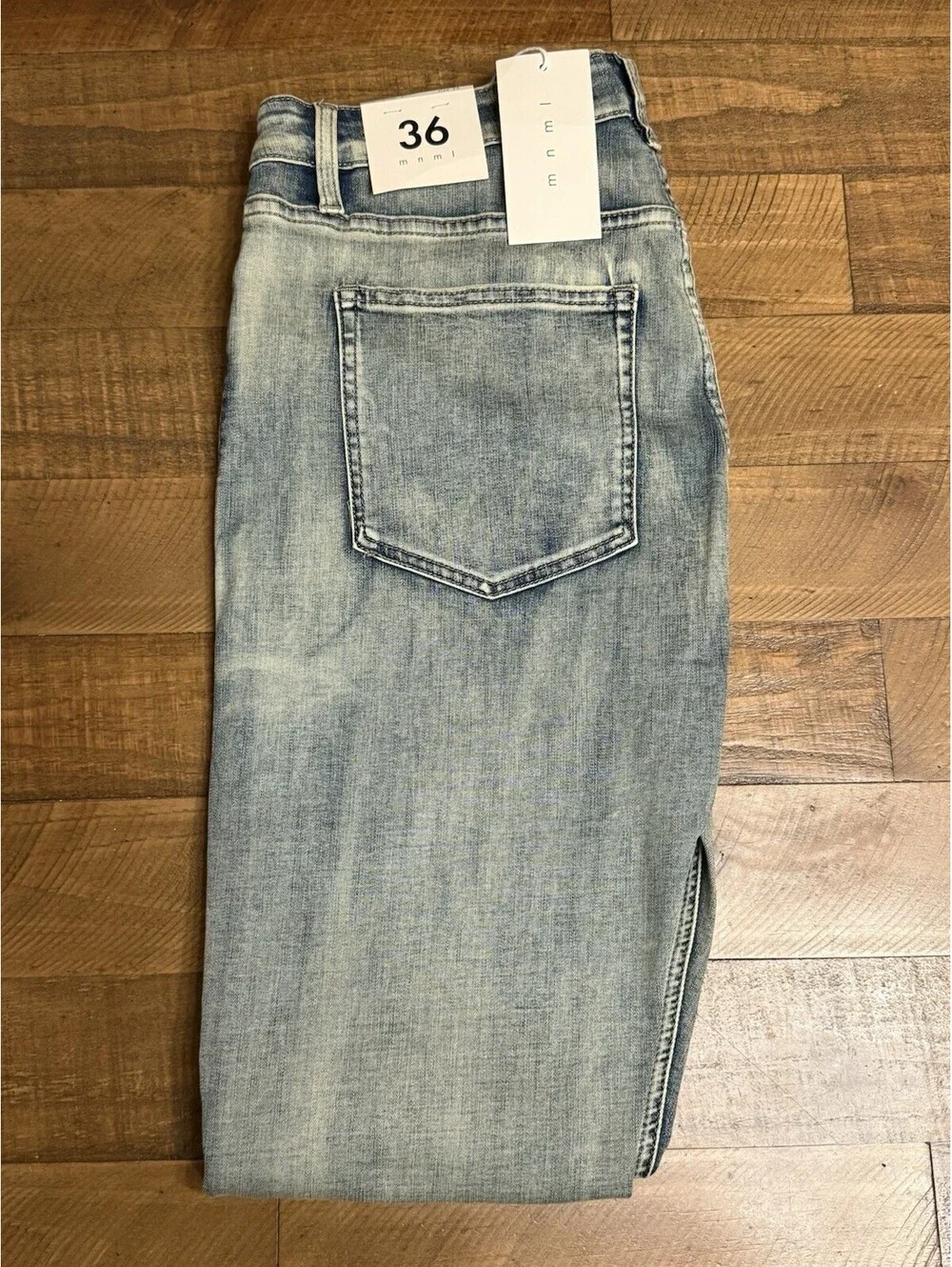 mnml Men's X637 Gradient Skinny Denim Jeans Size 36x33 Vintage Blue/Green
